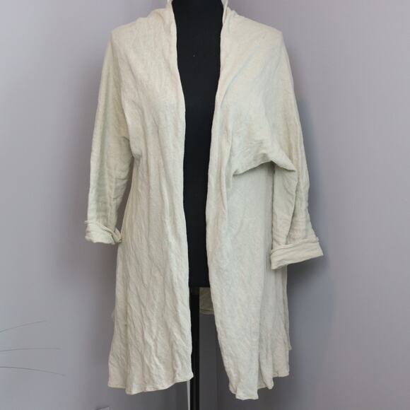 Re.Set Cotton Crinkle Open Front Cardigan Size 46 XL Italy Lightweight Drape - Picture 1 of 6